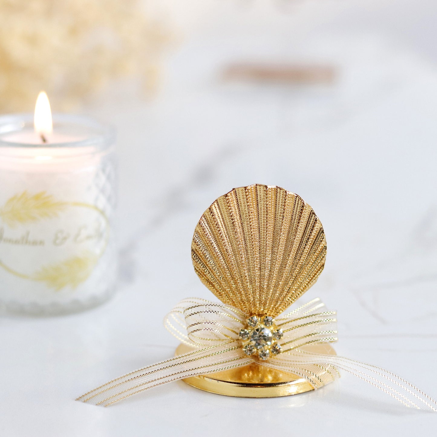Luxury Sea Shell Lid Candle Favors - Unique Classy Favors for Elegant Weddings, Baby Showers and Events, Thank You Gifts for Guests