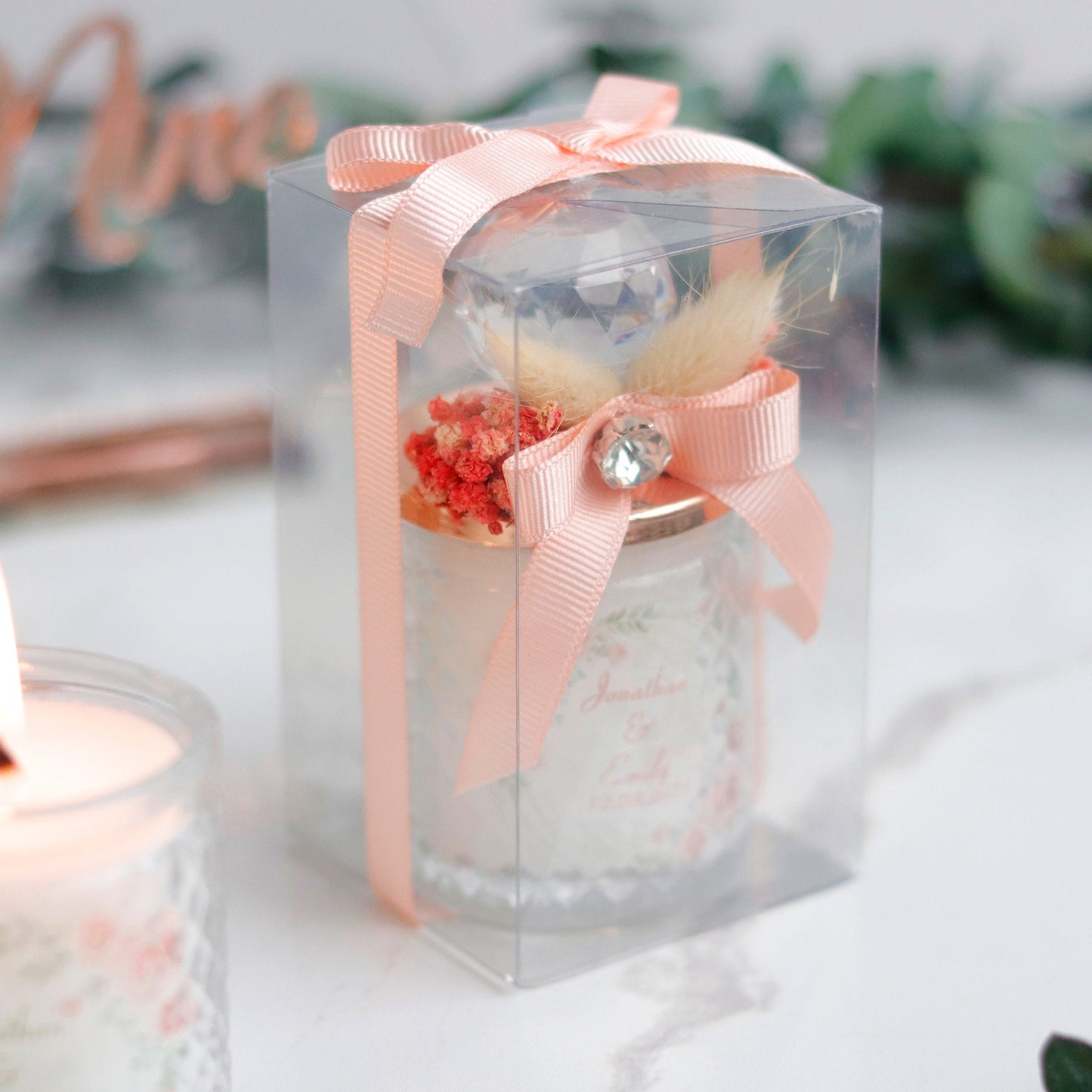 Elegant Baby Shower Candle Favors, Luxury Bulk Gifts for Weddings as, Floral Glass Candle, Classy Celebration Keepsakes, Handcrafted Candle