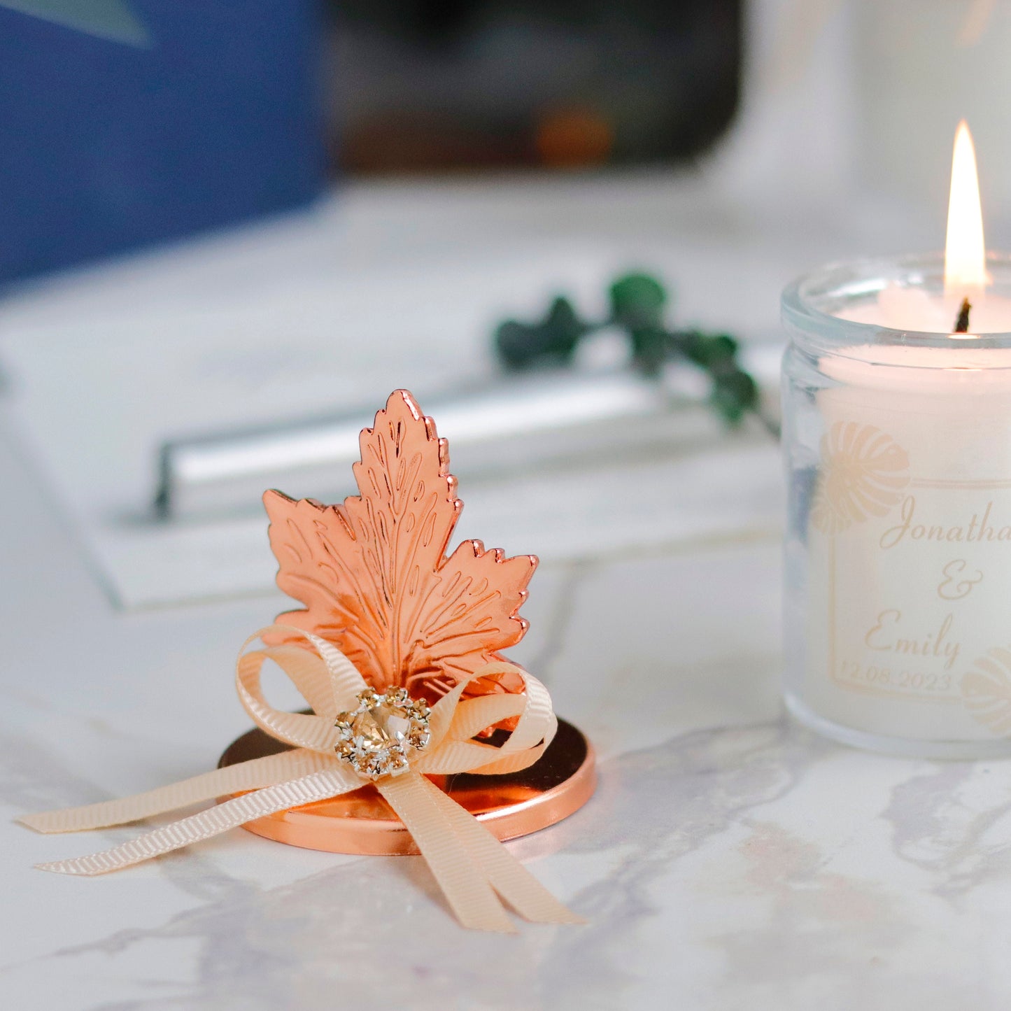 Baby Shower Favors | Elegant Candle Favors, Chic Wedding and Party Gifts, Sycamore Leaf Floral Candle Favor, Birthday Favors, Bridal Shower