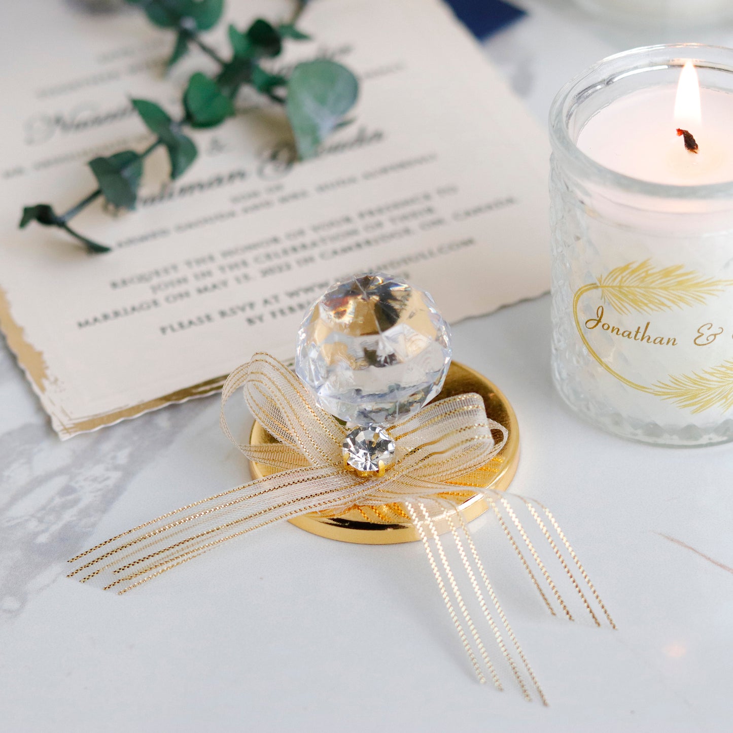 Luxury Wedding Candle Favors for Guests | Personalized Vanilla Scented Candles | Elegant Wedding Gifts