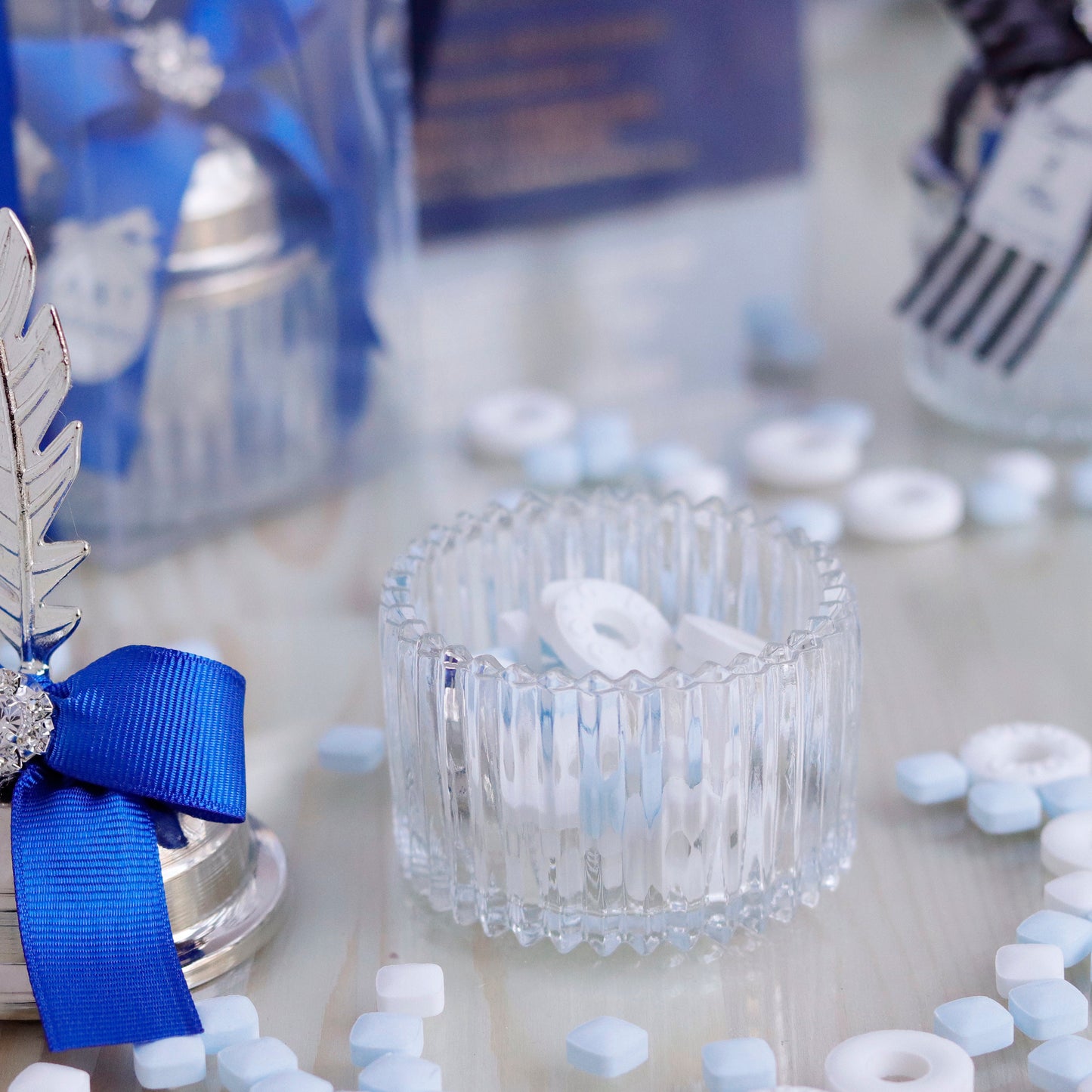 Personalized Luxury Wedding Favors | Feather Lid Glass Candy Jars | Candy Dish Wedding Favors | Unique Thank You Gifts for Guests