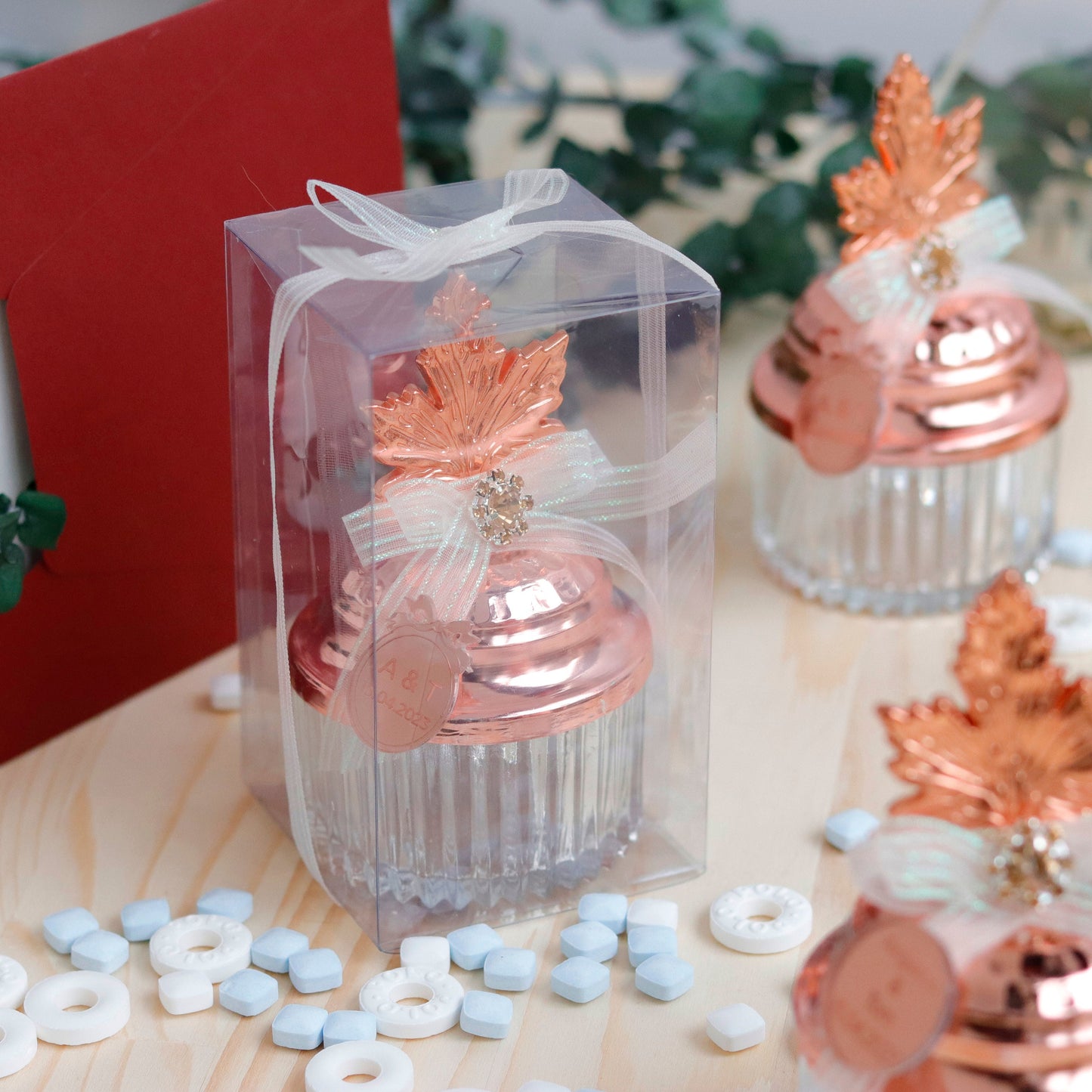 Floral Wedding Favors | Elegant Leaf-Lid Candy Dishes | Personalized Mint Favors | Unique Wedding Favors | Practical Keepsake for Guests