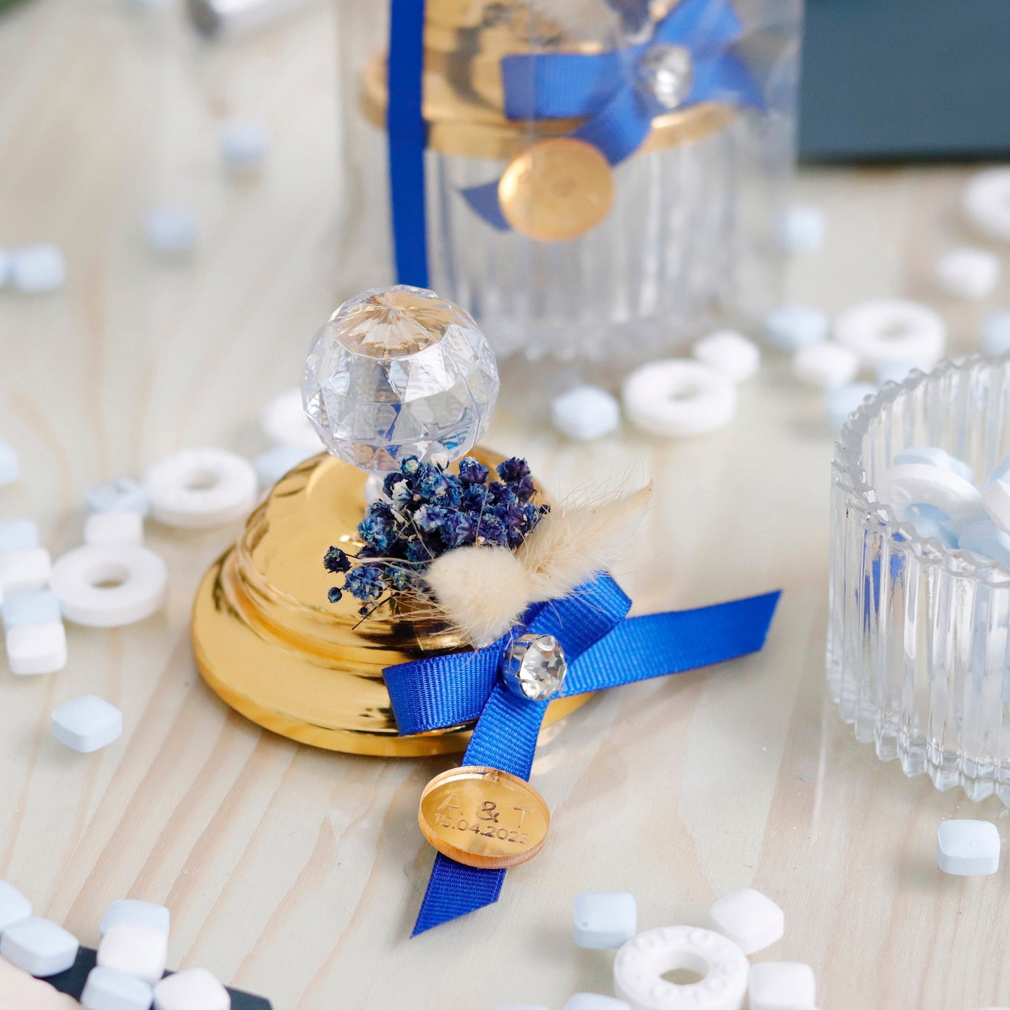Wedding Favor Custom Candy Dish | Wedding & Party Special Luxury Favor | Premium Gratitude Gift | Memorable Navy Blue Candy Jar for Guests