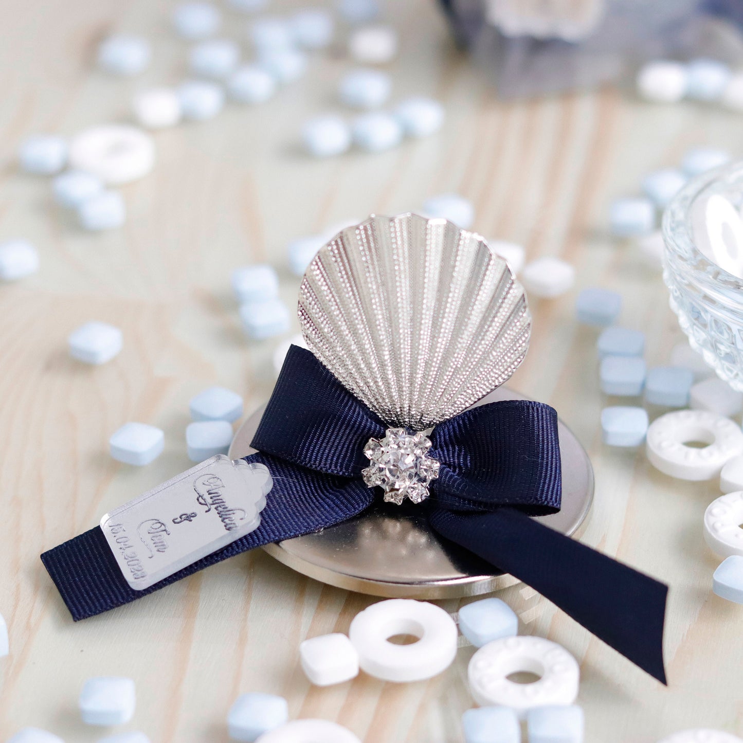 Bachelorette Party Favors, Personalized Candy Dish Favors, Luxury Glass Candy Jars, Custom Mint Box, Bridal Shower Favors, Sea Shell Lid