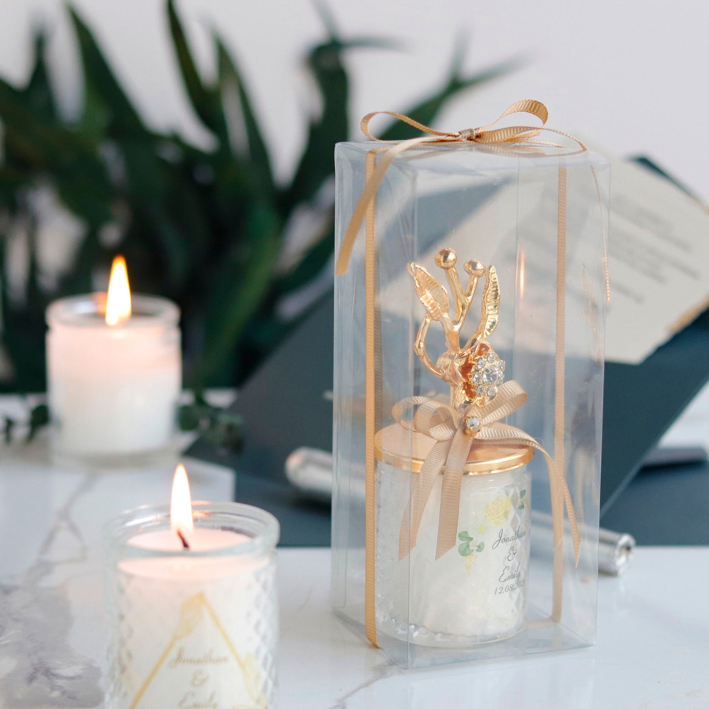 Floral Wedding Favor Candles | Bulk Party & Corporate Gifts | Personalized Thank You Favors | Unique Candle Gifts