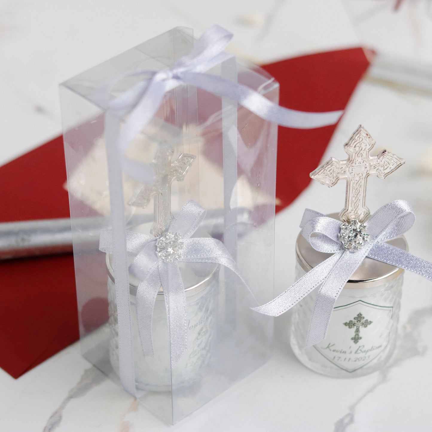 Custom Baptism Candle Favors | Personalized Christening Favors | First Holy Communion Candles | Baptism for Girl and Boy | Mi Bautizo