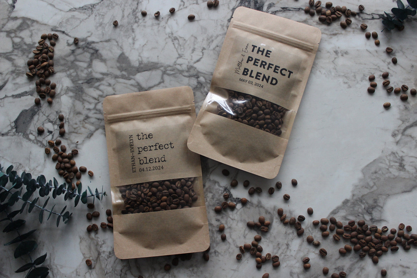 Personalized Favors Extra Large Coffee Bags, Wedding Favors XL The Perfect Blend Coffee Bags Do It Yourself, Bridal Shower Favors