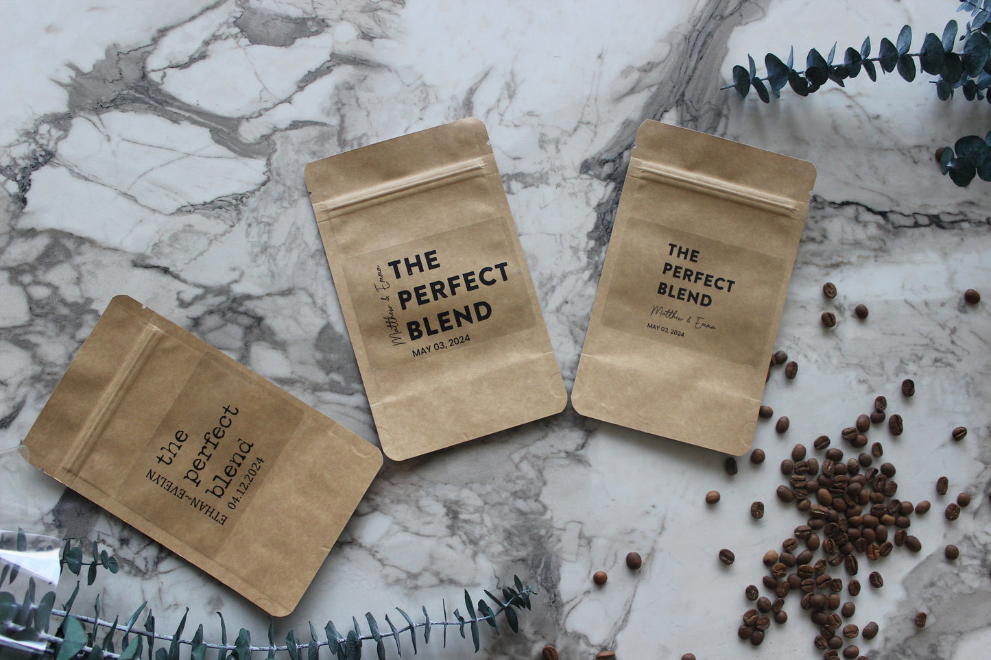 Custom Coffee Bag Wedding Favors, The Perfect Blend, Coffee Favor Pouches, Bridal Shower Favors, Resealable Personalized Sticker Quality Bag