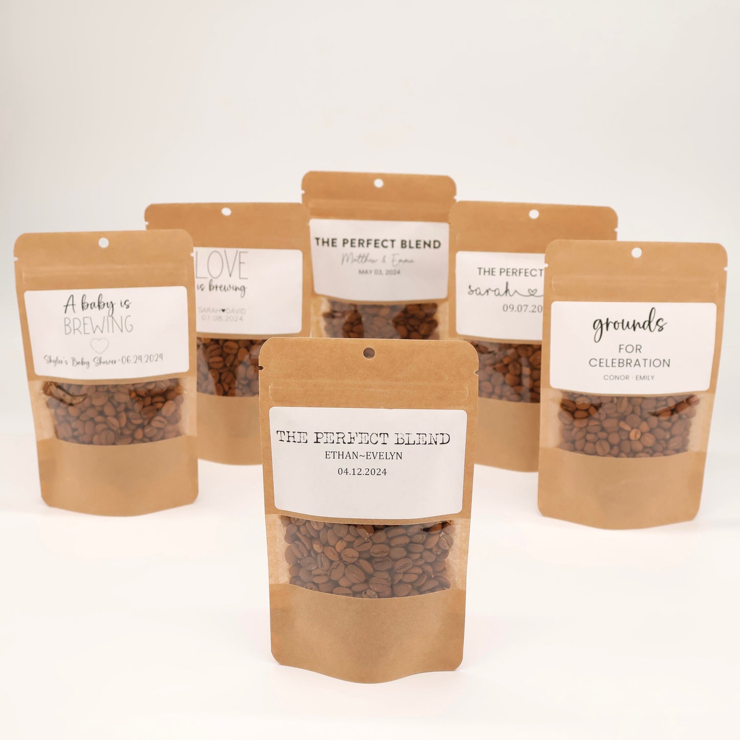 Set of 50+ Wedding Favor Coffee Bags, The Perfect Blend, Personalized Coffee Pouch, Wedding Favors, Rehearsal Dinner, Bridal Shower Favor