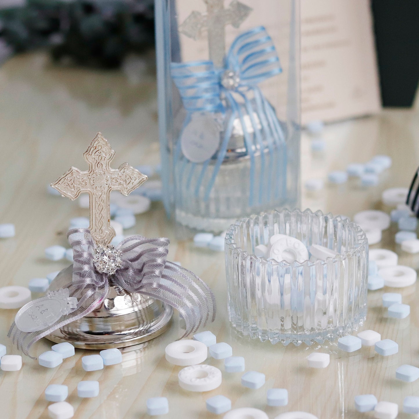 Silver Cross Baptism Favors, Candy Dish Baptism Gifts, Personalized Thank You Gifts, Favor for Guests, First Communion Favors