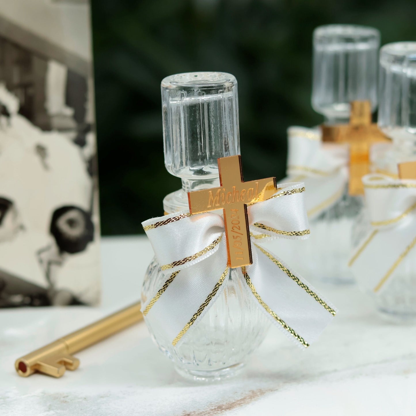 Custom Baptism Favors | Elegant Holy Water Baptism Gifts | Glass Bottle for Baby Baptism | Christening Favors | Communion Gifts