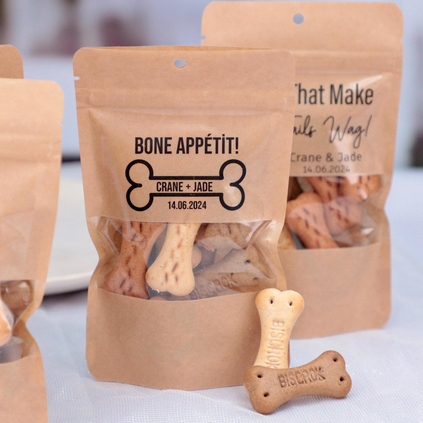 50 Pieces Wedding Favors Bag, Doggie Treat Bags, Dog Treat Favors, Pet Favor Pouch, Bridal Shower Favors, Custom Doggie Goodie Bag