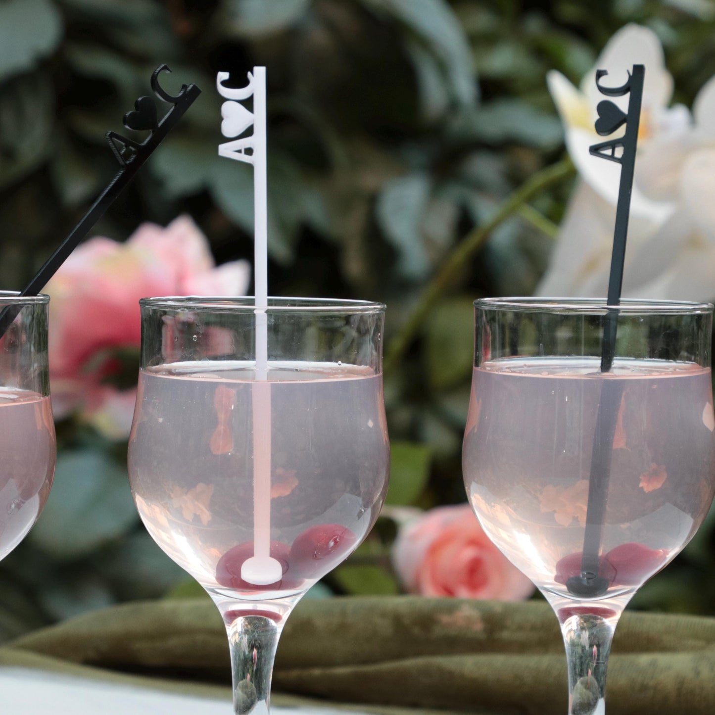 50 Pieces Wedding Drink Stirrers, Custom Wedding Cocktail Sticks, Initials and Heart Drink Stirrers, Wedding Favors, Signature Drink