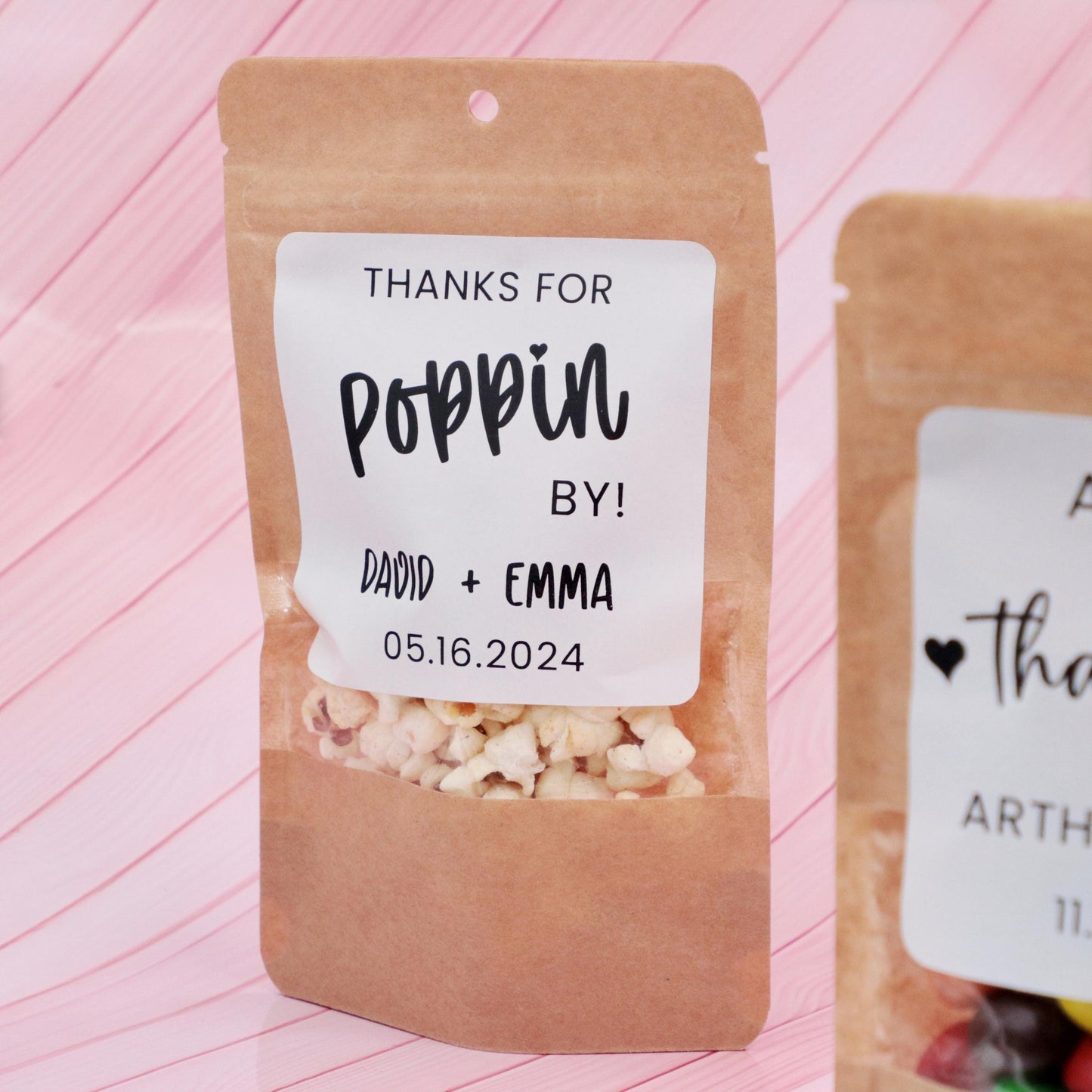 50 Pieces Wedding Treat Bags, Love Laughter and A Snack Favor Bags, Bridal Shower Favors, Wedding Stickers and Bags, Unique Stand Up Bags