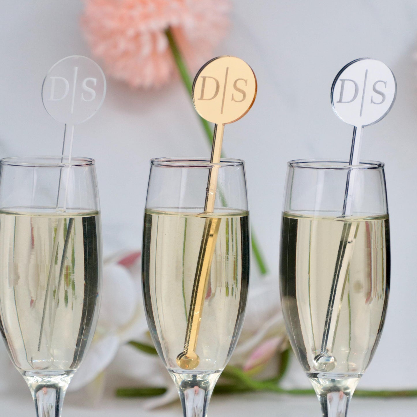 50 Pieces Bulk Wedding Drink Stirrers, Couple Initials Drink Charms, Wedding Cocktail Sticks, Wedding Bar Decors, Signature Drink