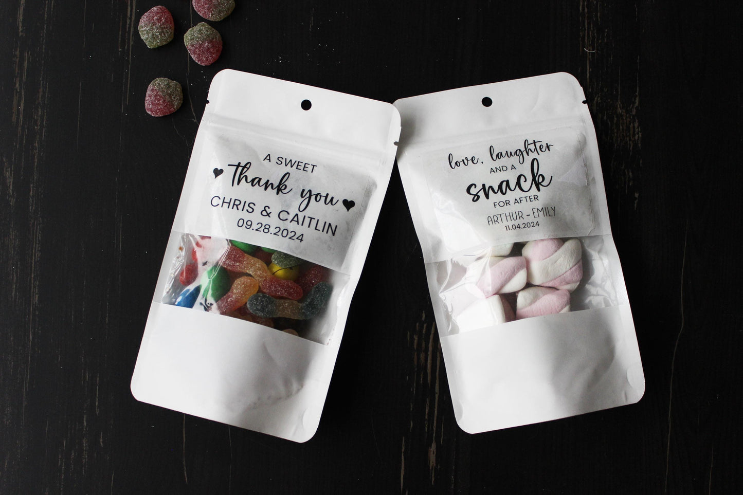 50 Pieces A Sweet Thank You Treat Bags, Wedding Favor Bags, White Snack Bags, Rehearsal Dinner Favors, Wedding Favors in Bulk