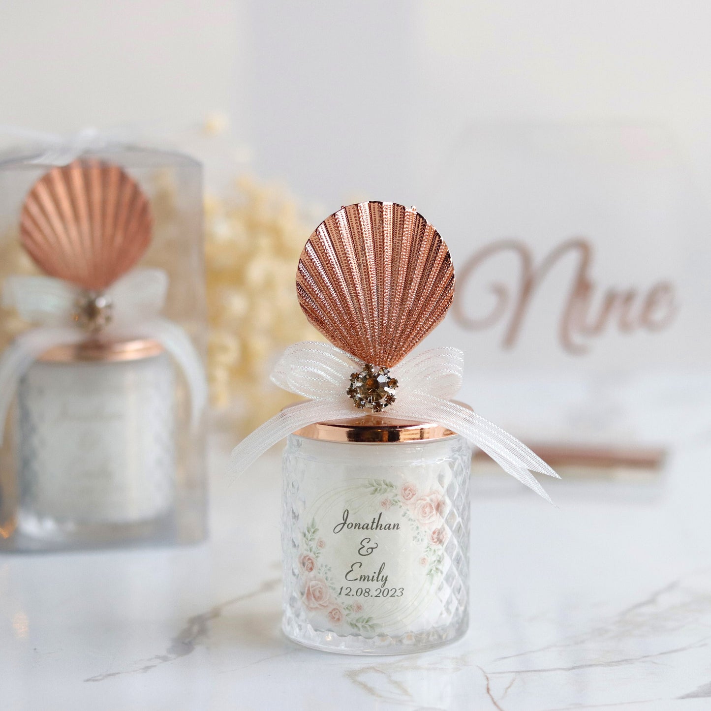 Classy Candle Wedding Favors, Unique Favors for Guests with Sea Shell Lid, Elegant Candle Favors, Eye-Catching Bridal Shower Favors