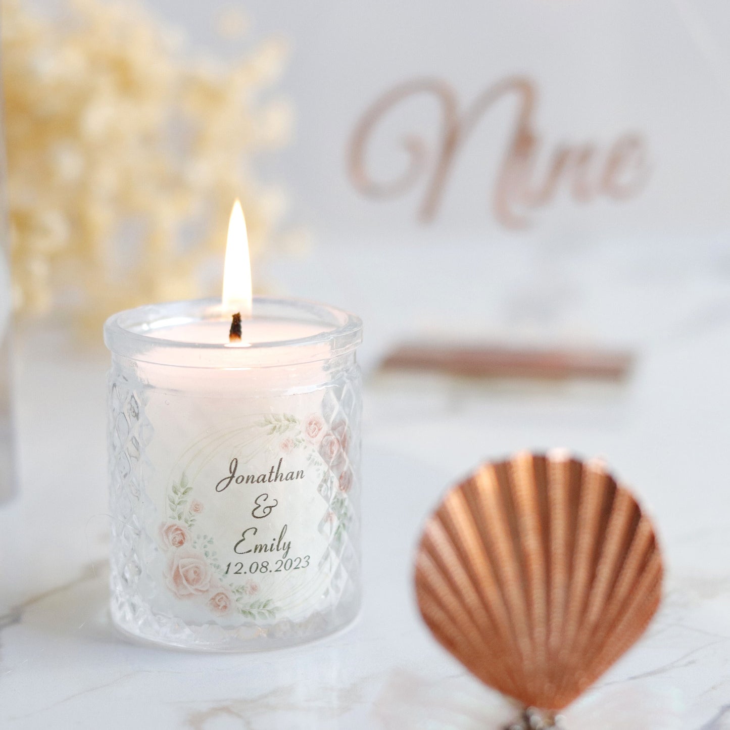 Classy Candle Wedding Favors, Unique Favors for Guests with Sea Shell Lid, Elegant Candle Favors, Eye-Catching Bridal Shower Favors
