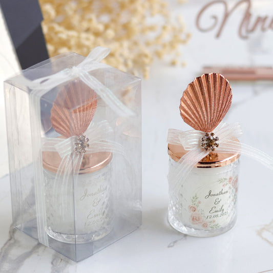Classy Candle Wedding Favors, Unique Favors for Guests with Sea Shell Lid, Elegant Candle Favors, Eye-Catching Bridal Shower Favors