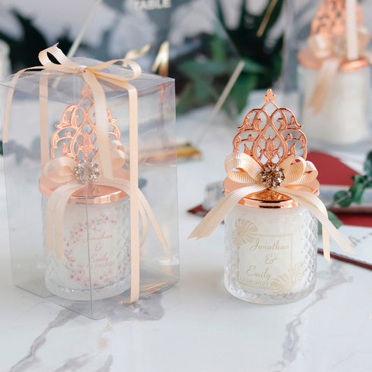 Baby  Shower Candle Favors, Rose Gold Unique Lid Glass Candle Favor, Thank You Gift for Guests, Bulk Favors for Baby Showers