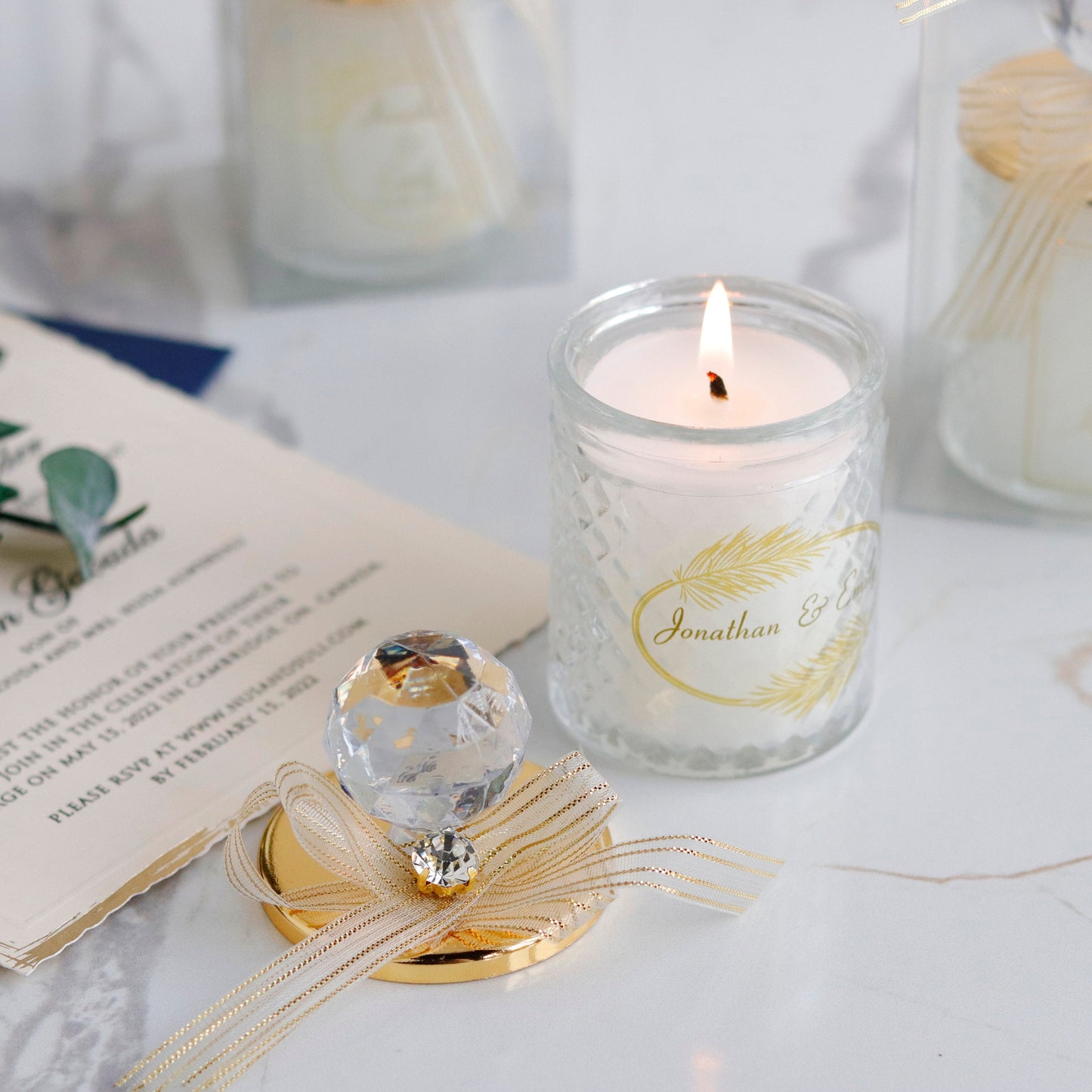 Personalized Luxury Baptism and Christening Candle Favors | Communion and 1st Birthday Gifts for Guests