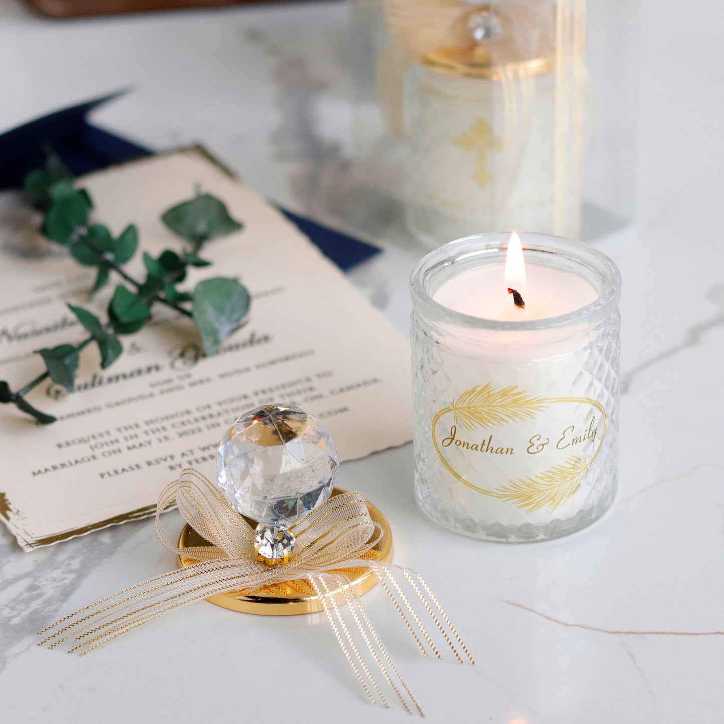 Personalized Luxury Baptism and Christening Candle Favors | Communion and 1st Birthday Gifts for Guests