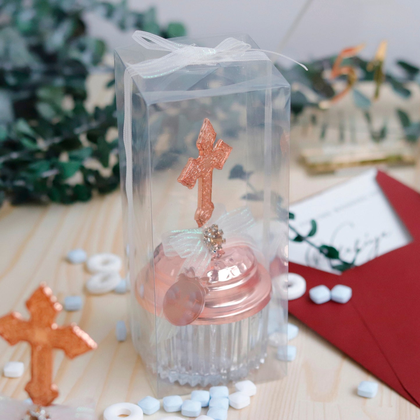 Cross Lid Candy Dish Favor | Thank You Favors for Christening | Luxury Thank You Gift | Unique Candy Jar Keepsake for Guests