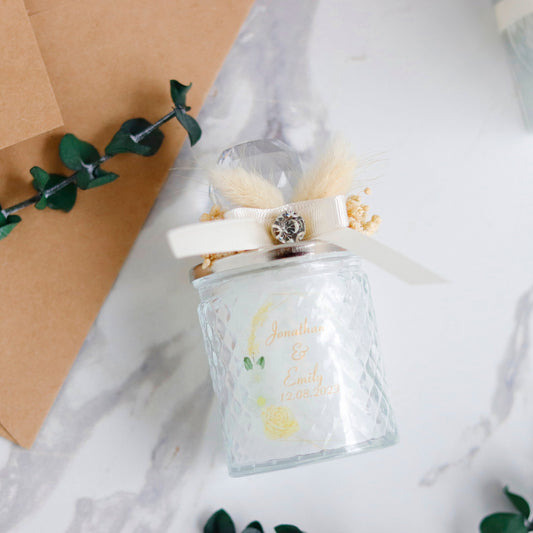 Floral Glass Candle Favors - Handcrafted Luxury Gifts for Weddings & Parties - Sophisticated Event Keepsakes