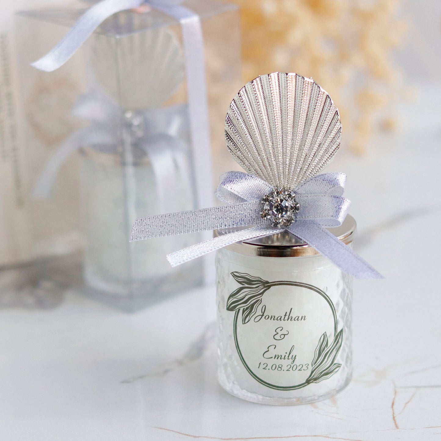Bulk Luxury Wedding Favors | Personalised Sea Shell Candle Favors | Engagement Candle Favors | Bridal Shower Favors Candle | Thank You Favor