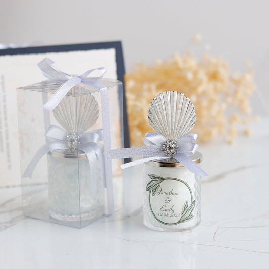 Bulk Luxury Wedding Favors | Personalised Sea Shell Candle Favors | Engagement Candle Favors | Bridal Shower Favors Candle | Thank You Favor
