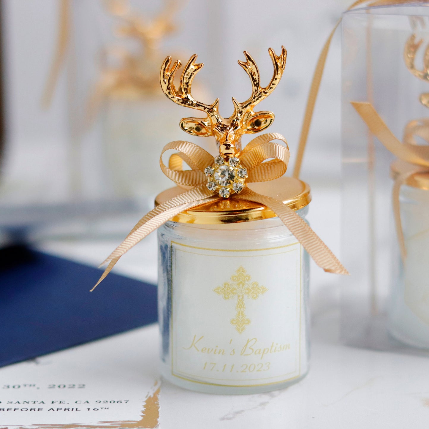 Personalized Baby Shower Favors, Antler Theme Candles, Deer Head Favors, Gifts for Guests, Luxury Candle Favors, 1st Birthday Favors