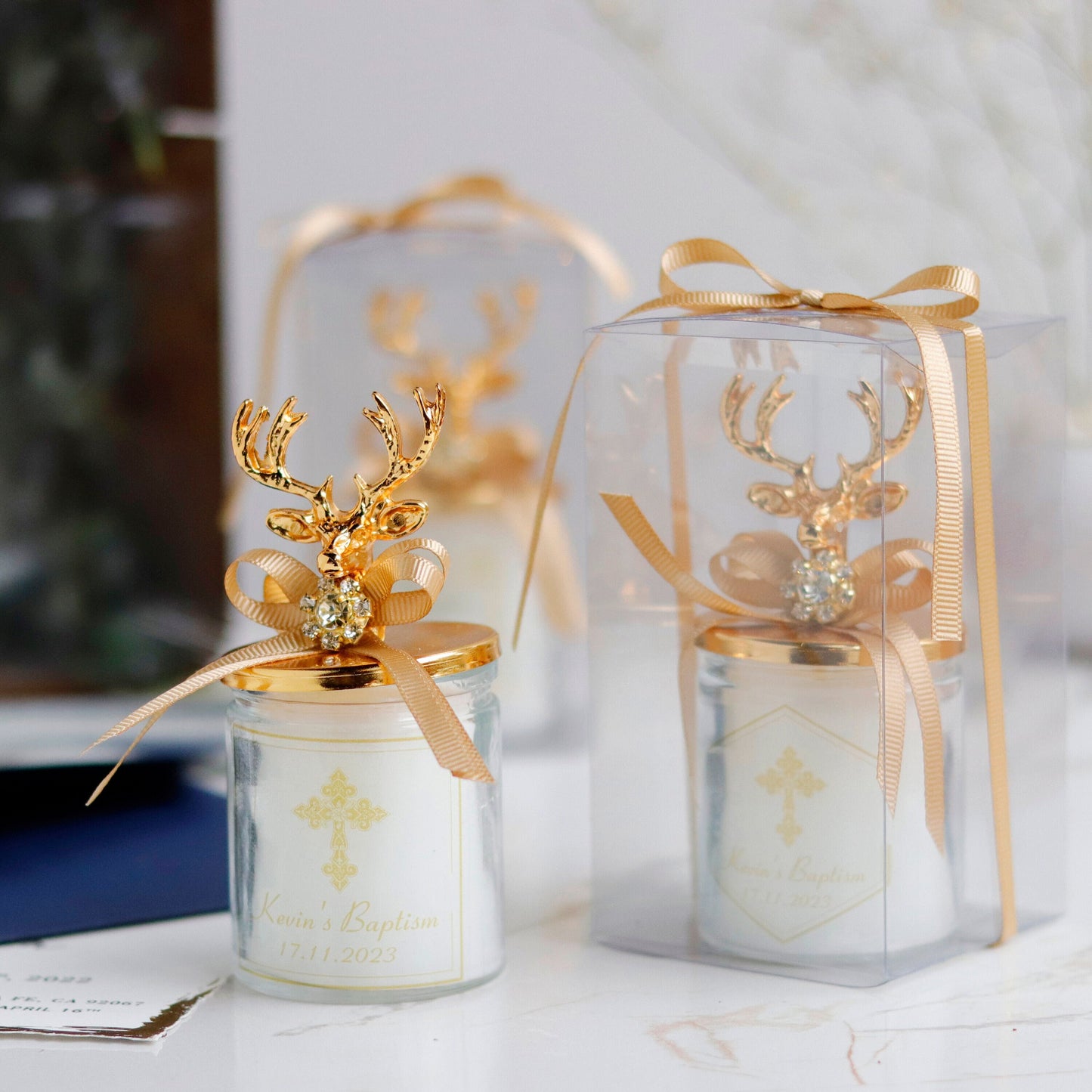 Personalized Baby Shower Favors, Antler Theme Candles, Deer Head Favors, Gifts for Guests, Luxury Candle Favors, 1st Birthday Favors