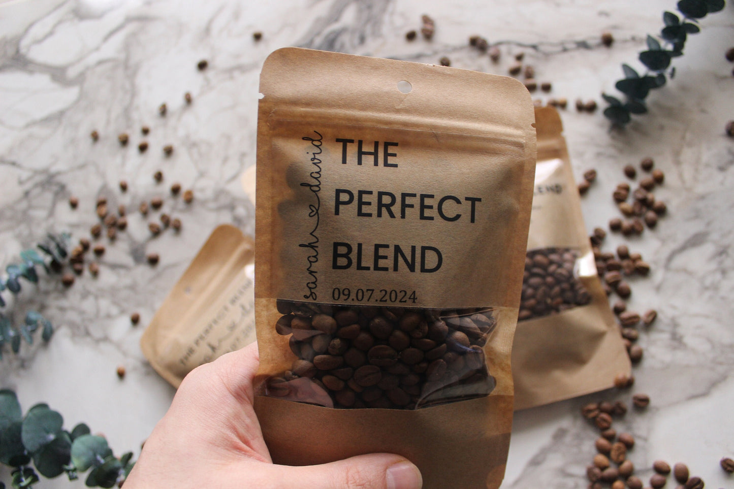 50 Pieces Coffee Wedding Favor Bags, The Perfect Blend, Personalized Coffee Pouch, Wedding Favors, Rehearsal Dinner, Engagement Party Favors