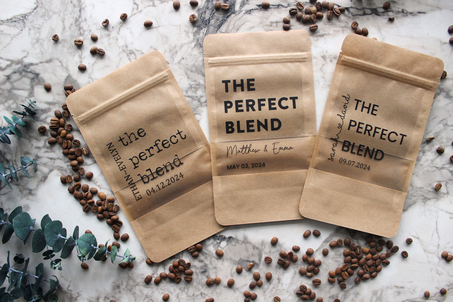 Wedding Favor Extra Large Coffee Favor Bags, Perfect Blend Coffee Bags, Bulk Wedding Favors, Bridal Shower Favors, Custom Wording Favor Bags