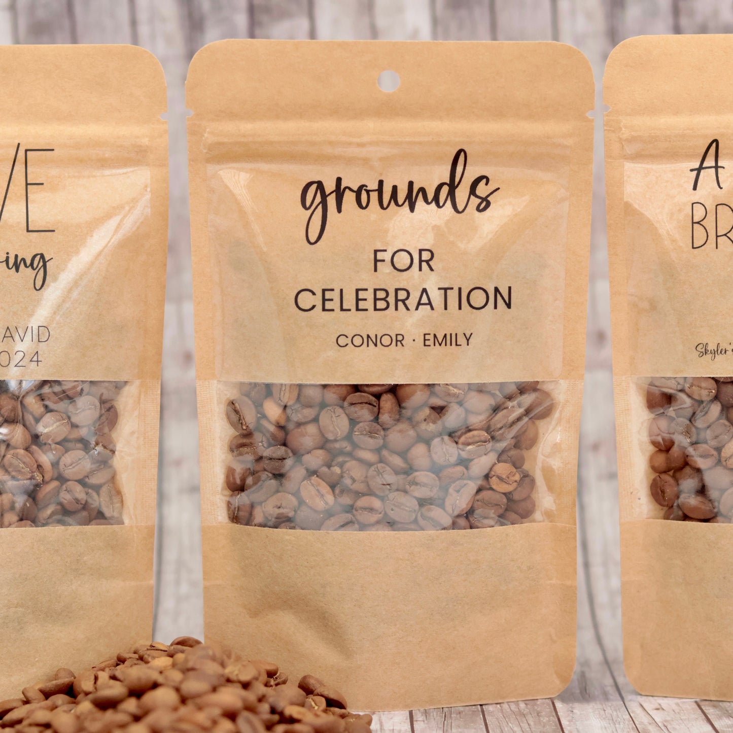 Grounds for Celebration Coffee Pouches, Personalized Wedding Favor Bags, Perfect Wedding Favors in Bulk, Unique  Resealable Coffee Bag Favor