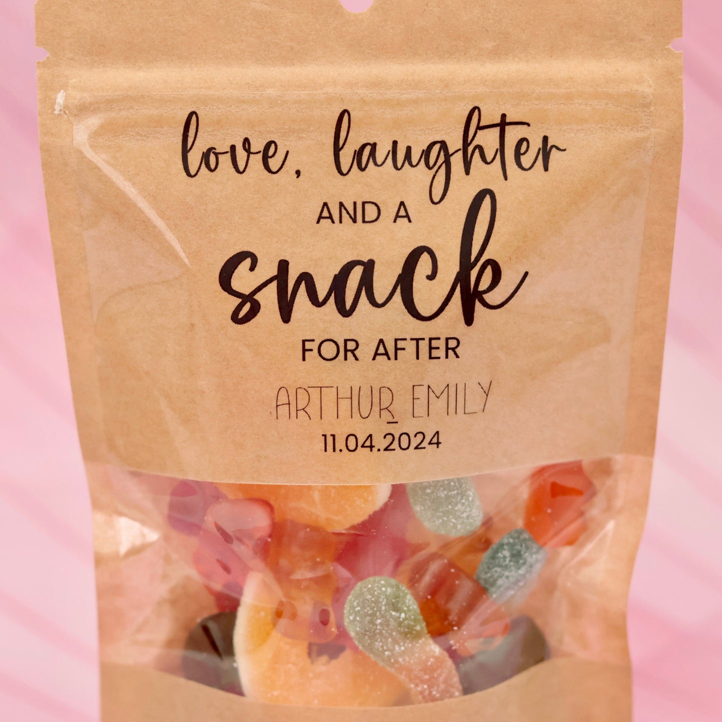 Wedding Treat Bags, Snack Favor Bags, Sweet Thank You Favors, Ready to Pop,  About to Pop, Thanks for Popping, Jelly Tots Chocolate Bag