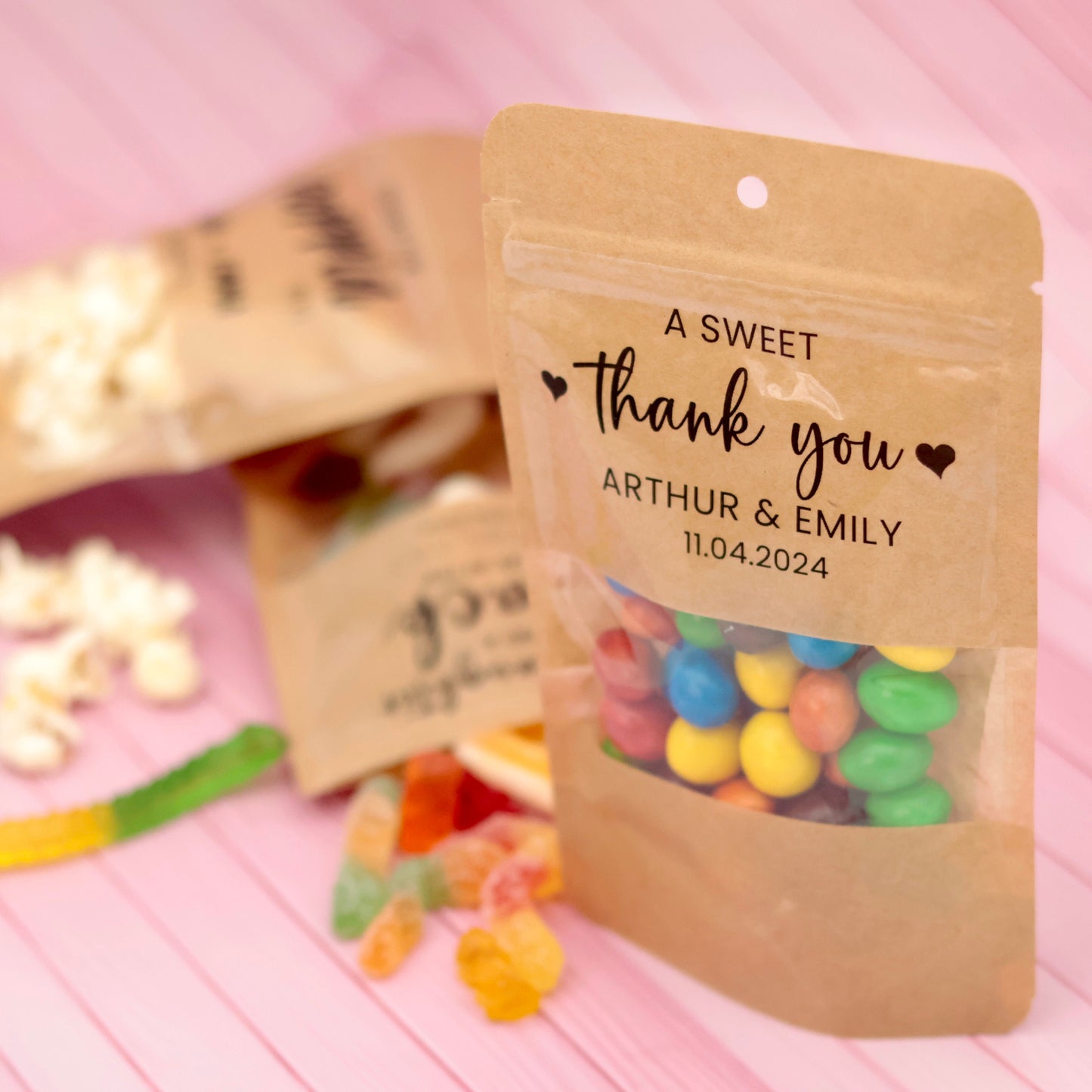 Wedding Treat Bags, Snack Favor Bags, Sweet Thank You Favors, Ready to Pop,  About to Pop, Thanks for Popping, Jelly Tots Chocolate Bag