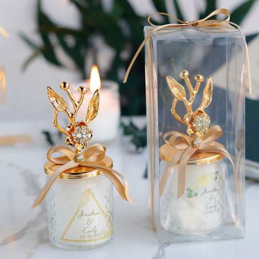 Floral Wedding Favor Candles | Bulk Party & Corporate Gifts | Personalized Thank You Favors | Unique Candle Gifts