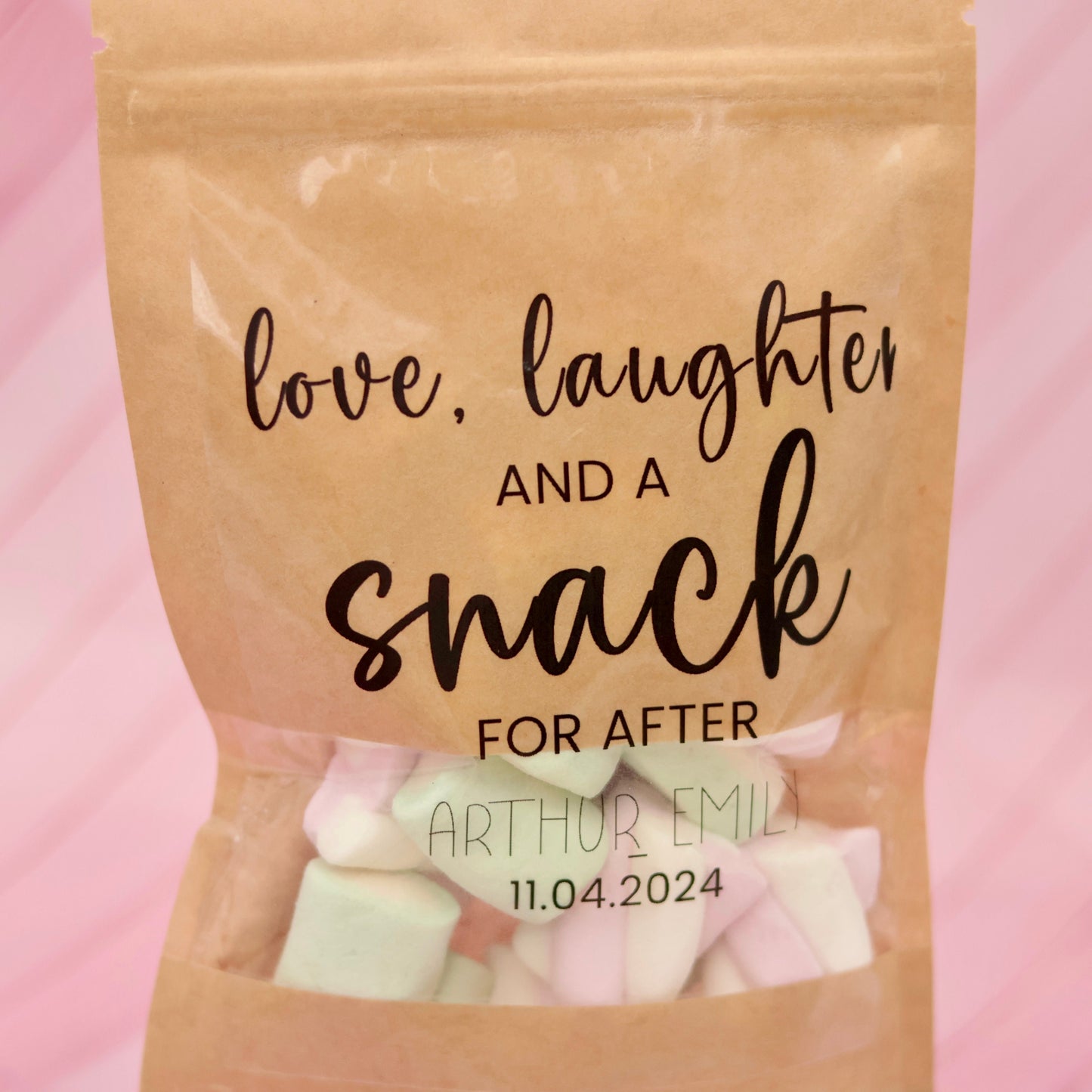 4 oz Wedding Favor Bags, Love Laughter and a Snack Bag, Thanks For Popping By Popcorn Bags, Reception Favor Bag, Personalized Favor Bag
