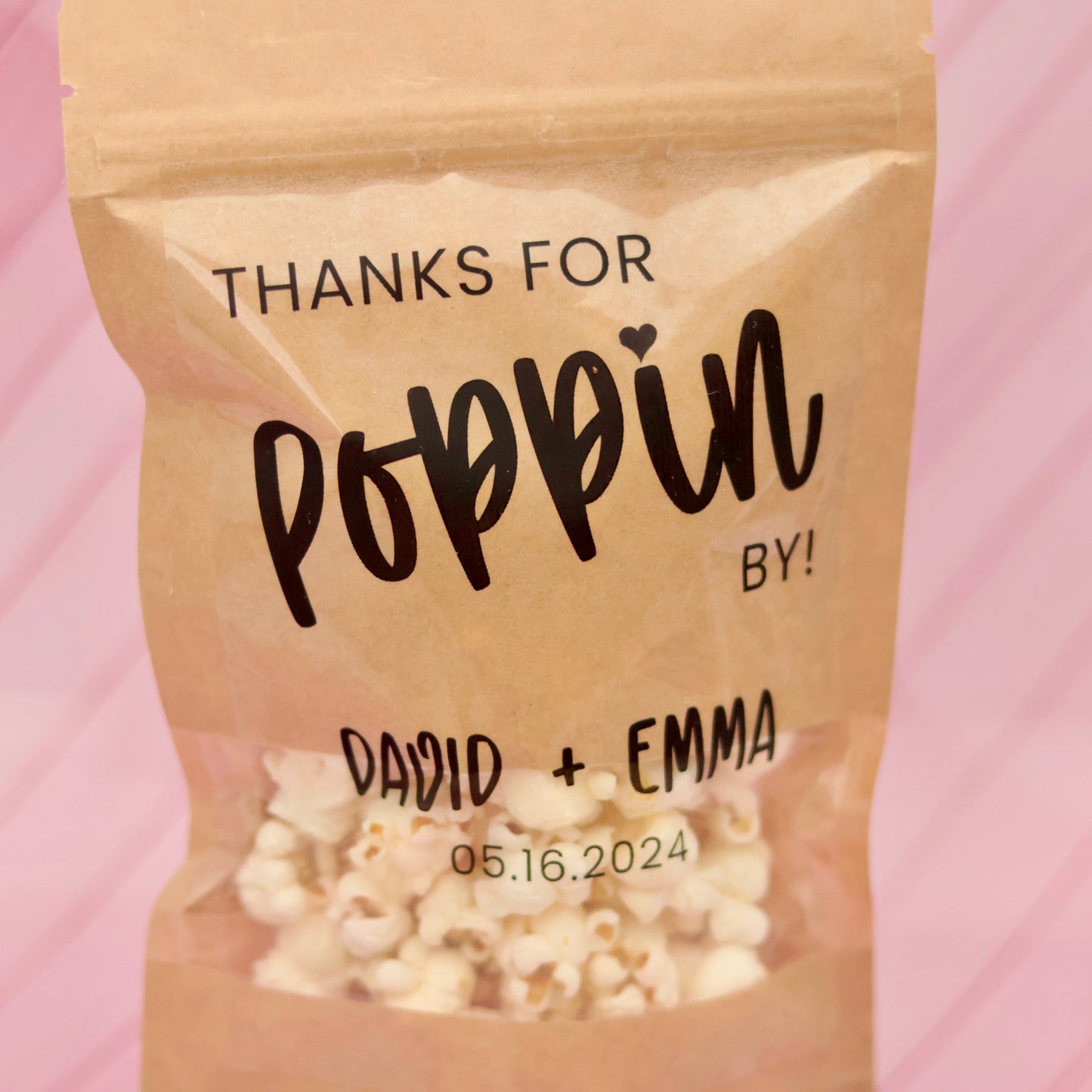 4 oz Wedding Favor Bags, Love Laughter and a Snack Bag, Thanks For Popping By Popcorn Bags, Reception Favor Bag, Personalized Favor Bag