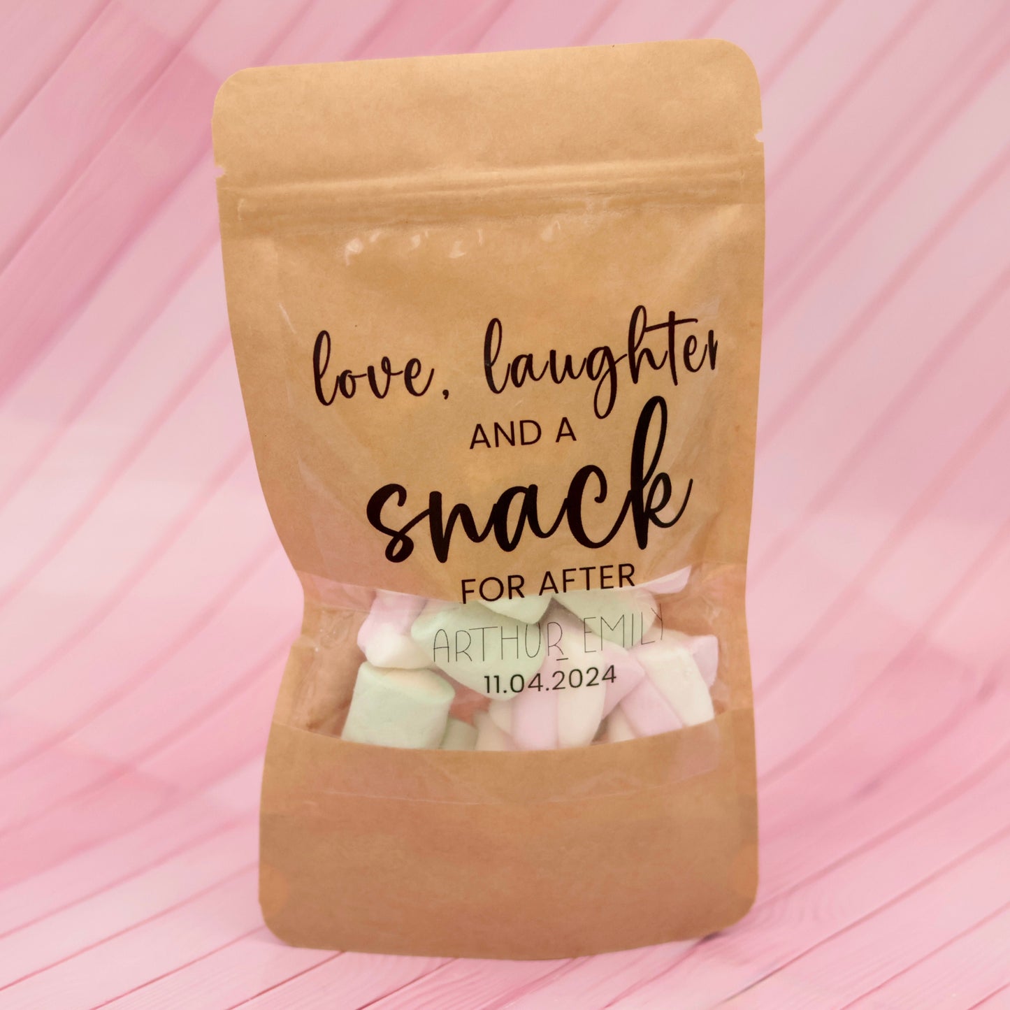 4 oz Wedding Favor Bags, Love Laughter and a Snack Bag, Thanks For Popping By Popcorn Bags, Reception Favor Bag, Personalized Favor Bag
