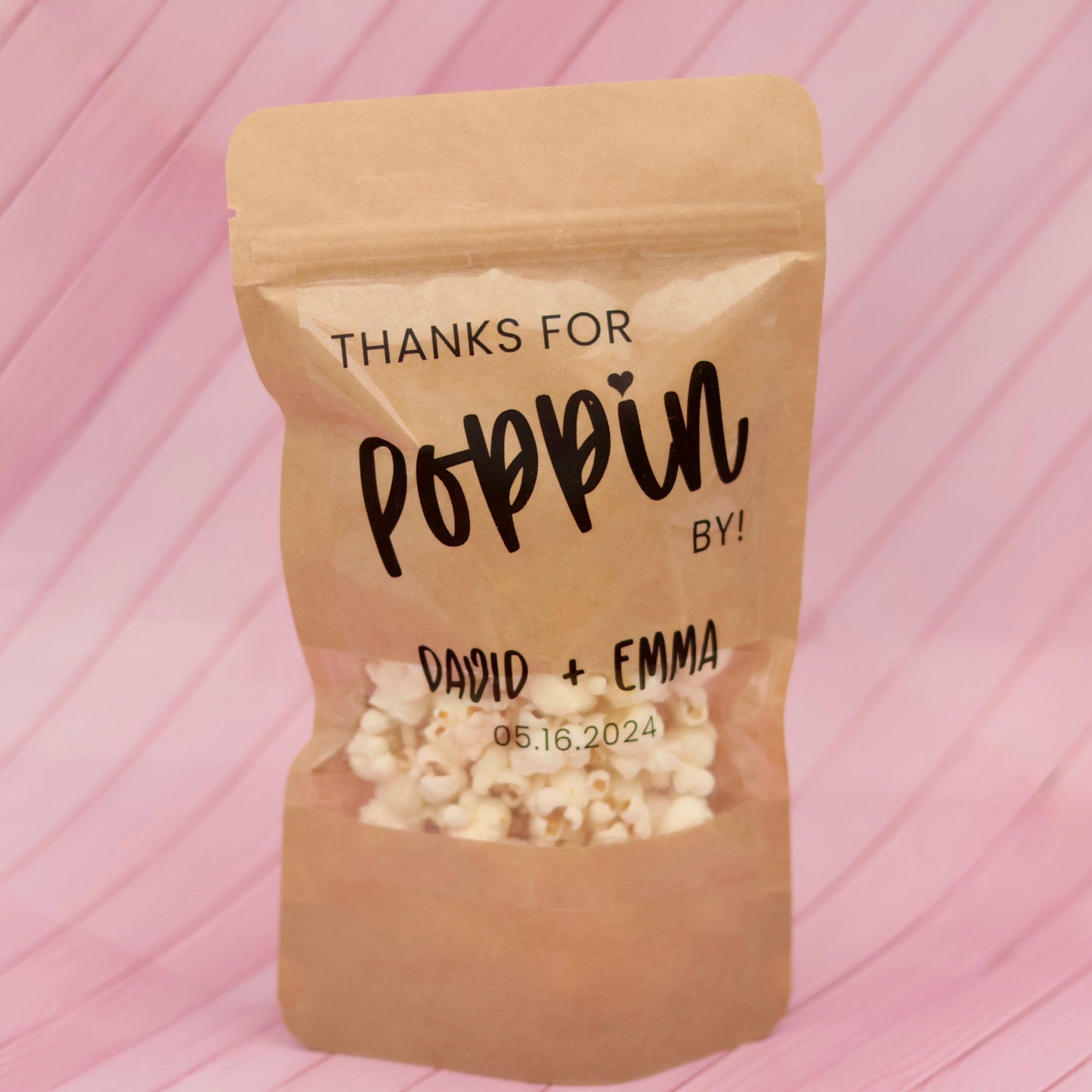 4 oz Wedding Favor Bags, Love Laughter and a Snack Bag, Thanks For Popping By Popcorn Bags, Reception Favor Bag, Personalized Favor Bag