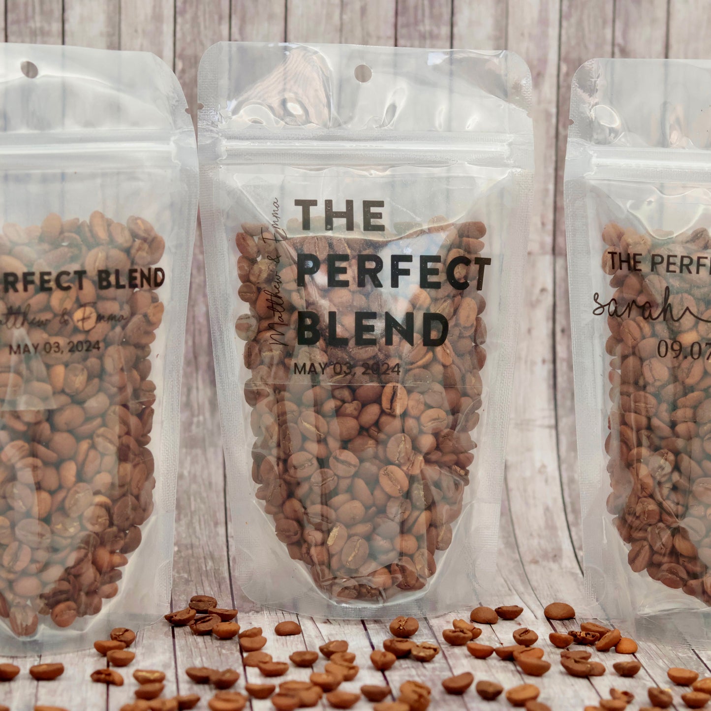 The Perfect Blend Coffee Pouches, Wedding Favor Bags, Personalized Wedding Favors, Rehearsal Dinner Favor, Bridal Shower Favors, Bulk Favor
