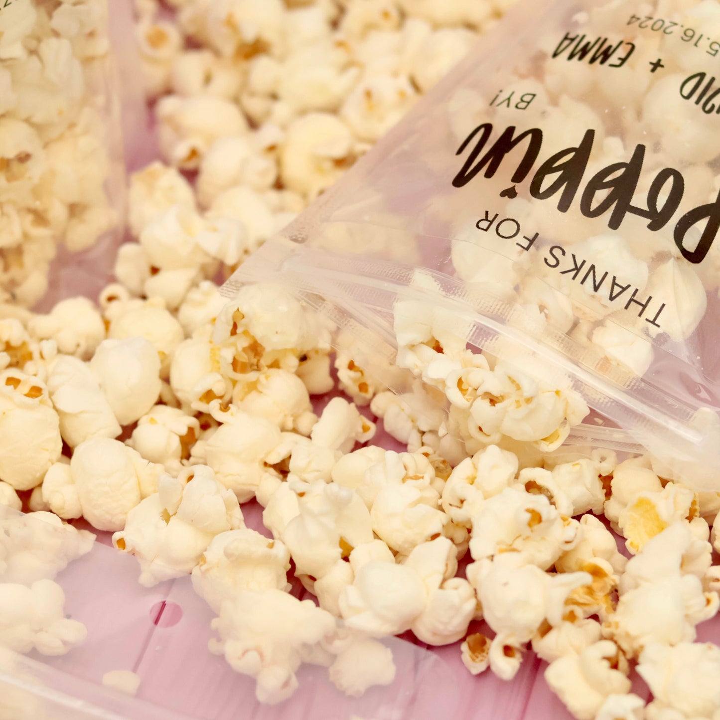 Wedding Treat Bags and Stickers, Thanks for Popping By, Ready To Pop,  Personalized Transparent Zip Pouches, ,Unique Favors, Popcorn Bags