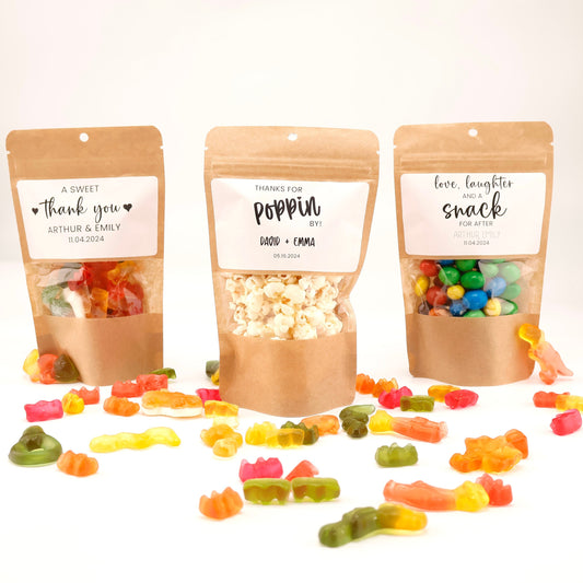 50 Wedding Snack Bags | Rehearsal Dinner & Bridal Shower Favors | Candy Treat Bags | Coffee Favor Bags