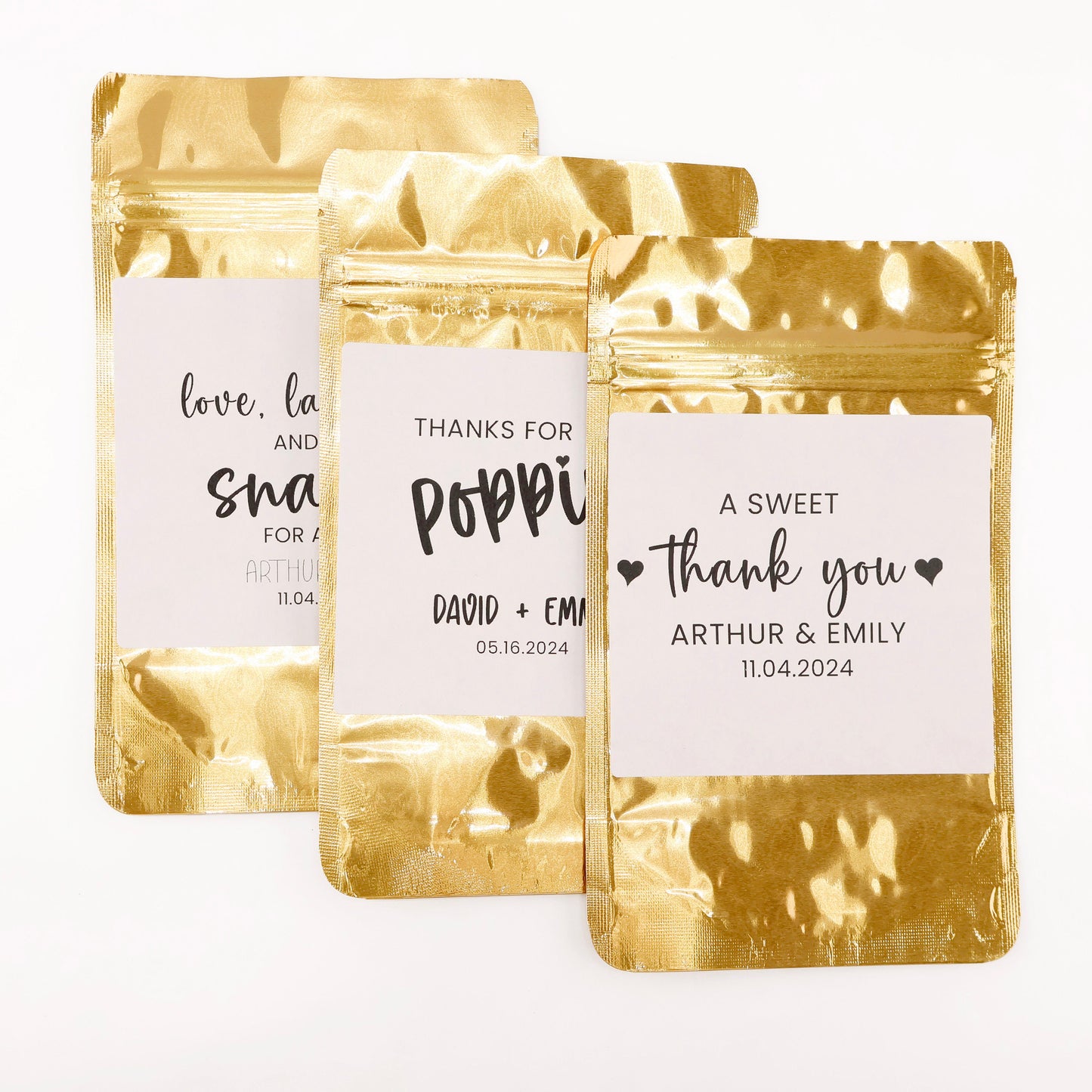 Wedding Treat Bags, Wedding Favor Bags, Rehearsal Dinner Favors, Bridal Shower Favors ,Love Laughter and a Snack for After, Stand Up Bag
