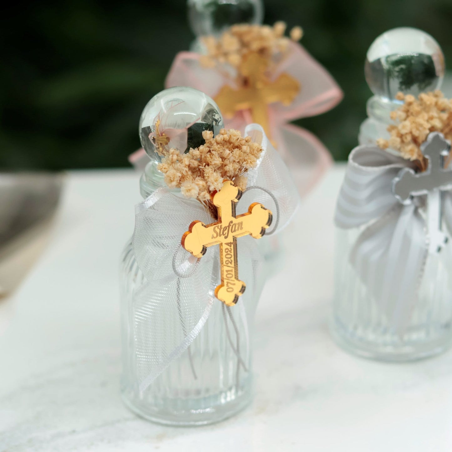 Custom Holy Water Bottle Favors | Personalized Baptism & Christening Gifts | Blessed Water Keepsakes | First Communion Favors