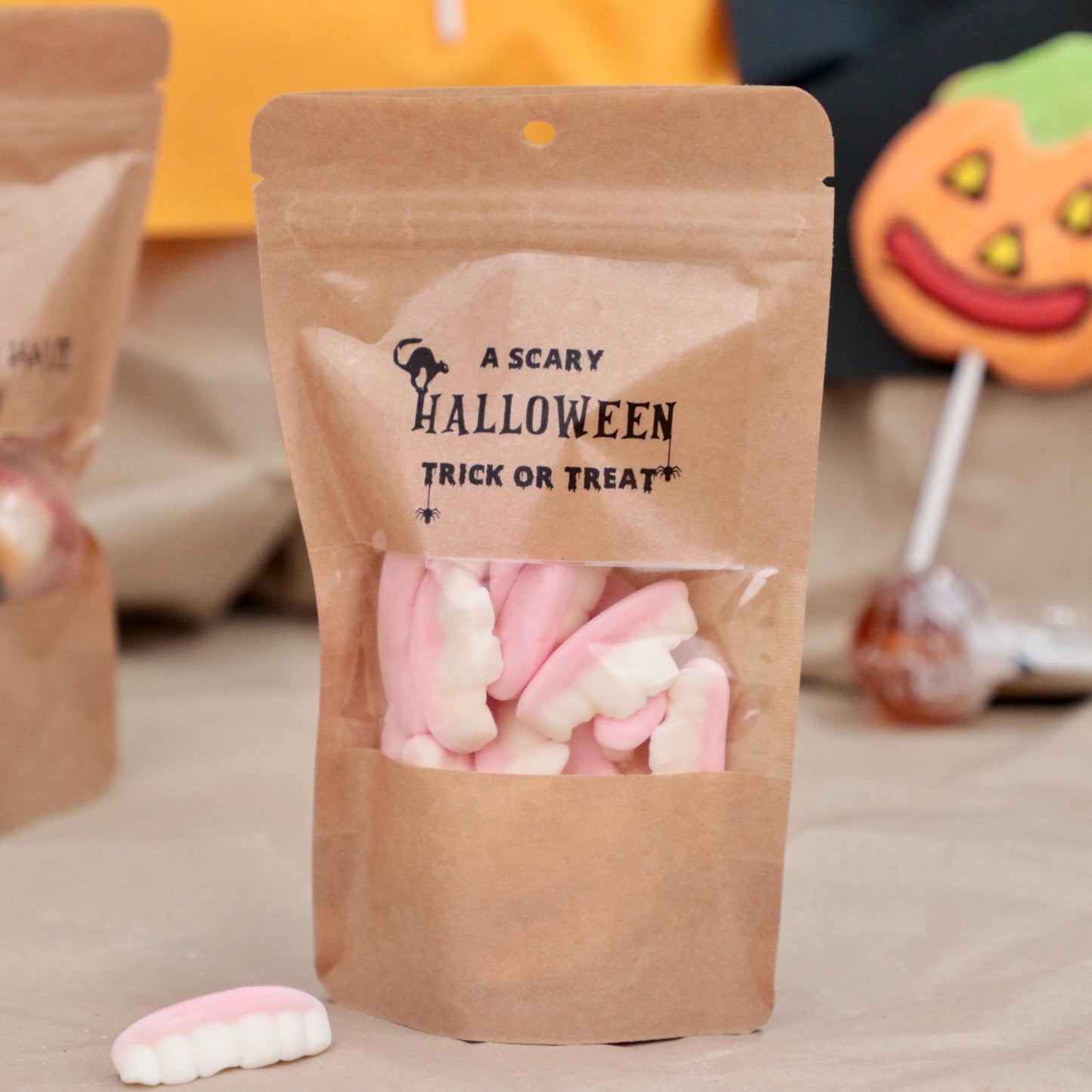 50 Pieces Halloween Treat Bags, Spooky Candy Bags, Personalized Treat Bags, Trick or Treat Bags With Custom Stickers, Fill Your Own Bag