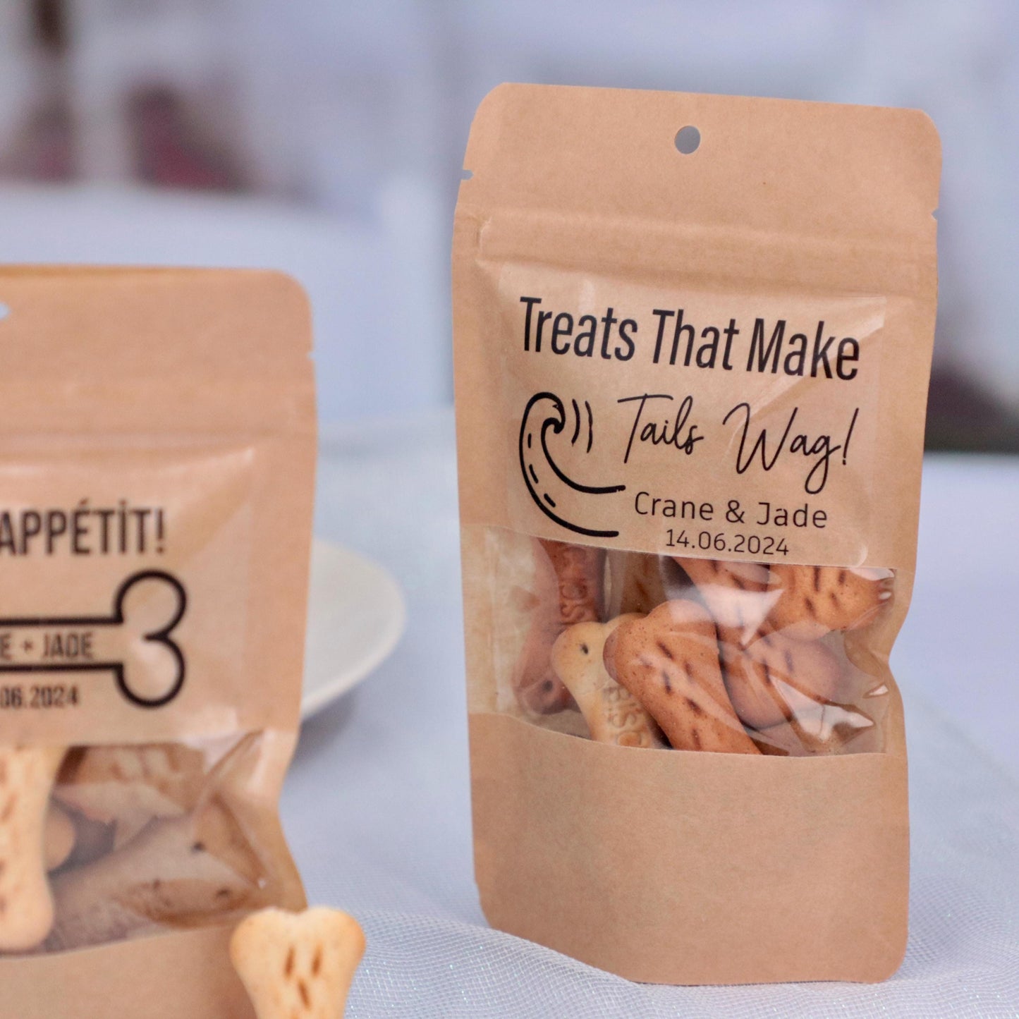 50 Pieces Custom Doggie Treat Bags, Dog Treat Favors, Pet Favor Pouches, Wedding Favors, Bridal Shower Favors, Goodie Bags