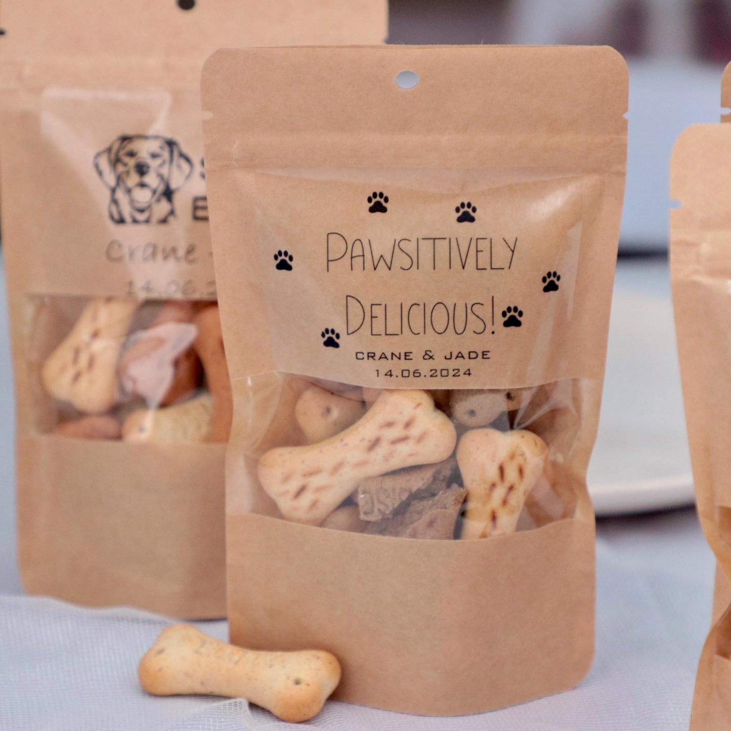 50 Pieces Custom Doggie Treat Bags, Dog Treat Favors, Pet Favor Pouches, Wedding Favors, Bridal Shower Favors, Goodie Bags